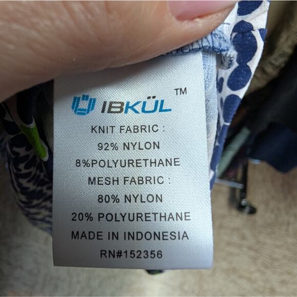 IBKUL Navy Green Polka Dot Ruffle Sleeve Cuff SPF 50 Athletic Shift Dress Small - Picture 6 of 7